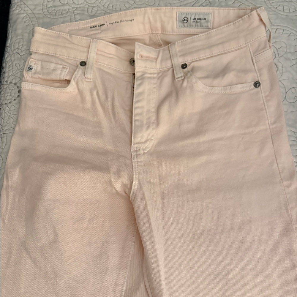 Ag Adriano Goldschmied High-Rise Jeans in Pale Pink
